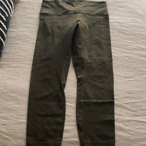Lululemon wunder under, high rise, crop, olive, 10